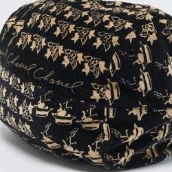 Pre Owned Chanel Black/Beige Velvet Printed Velour Frame Bag