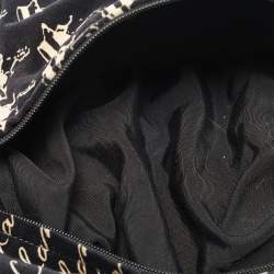 Pre Owned Chanel Black/Beige Velvet Printed Velour Frame Bag