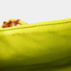 Pre Owned Chanel Light Green Lambskin Mini Classic Square Flap Shoulder Bag