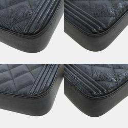 Chanel Black Caviar Leather Chain Wallet Boy Bag