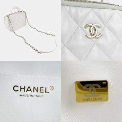 Chanel White Leather Vanity Shoulder Bag