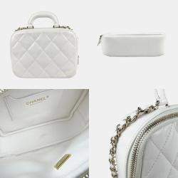 Chanel White Leather Vanity Shoulder Bag