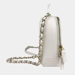 Chanel White Leather Vanity Shoulder Bag