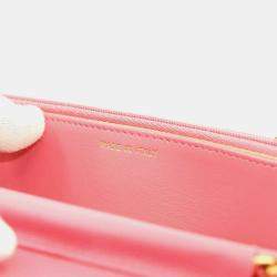 Chanel Pink Leather Classic Wallet on Chain