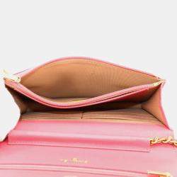 Chanel Pink Leather Classic Wallet on Chain