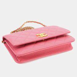 Chanel Pink Leather Classic Wallet on Chain