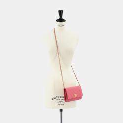 Chanel Pink Leather Classic Wallet on Chain