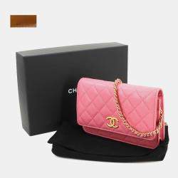 Chanel Pink Leather Classic Wallet on Chain