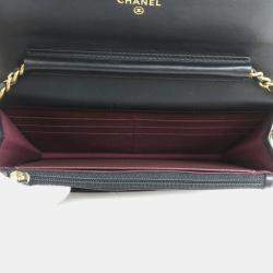 Chanel Black Lambskin 2.55 Chain Wallet Bag