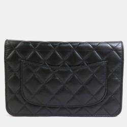 Chanel Black Lambskin 2.55 Chain Wallet Bag