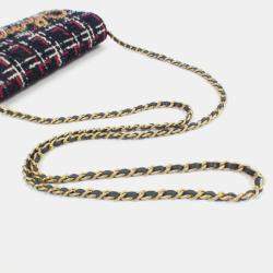 Chanel Multicolor Tweed Chain Wallet Bag