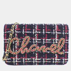 Chanel Multicolor Tweed Chain Wallet Bag