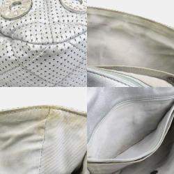 Chanel Silver Leather and Metal Rhinestone Paris-Dubai Perforated Eyelet Shoulder Bag