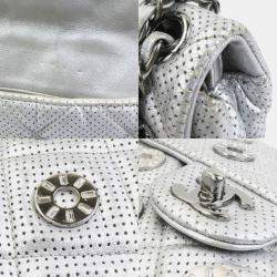 Chanel Silver Leather and Metal Rhinestone Paris-Dubai Perforated Eyelet Shoulder Bag