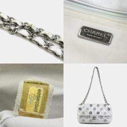 Chanel Silver Leather and Metal Rhinestone Paris-Dubai Perforated Eyelet Shoulder Bag