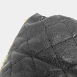 Chanel Black Leather Mini About Pearls Drawstring Bucket Bag