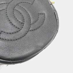 Chanel Black Leather Mini About Pearls Drawstring Bucket Bag