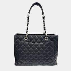 Pre Owned Chanel Black Caviar Leather Grand Shopping Chain Tote Bag