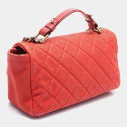 Pre Owned Chanel Red Caviar Chic Quilt Flap Shoulder Bag
