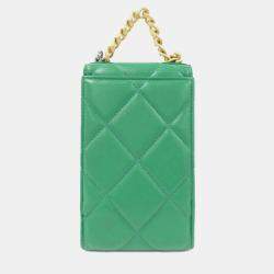 Chanel Green Leather Timeless 19 Phone Case Shoulder Bag