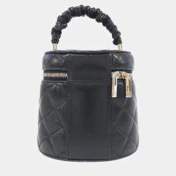 Chanel Black Leather Vanity Case Top Handle Bag
