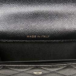 Chanel Black Caviar Leather Faux Pearl Coin Purse Shoulder Bag