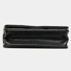 Chanel Black Caviar Leather Faux Pearl Coin Purse Shoulder Bag