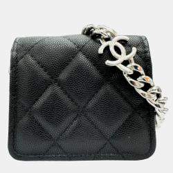 Pre Owned Chanel Black Caviar Chain Shoulder Bag