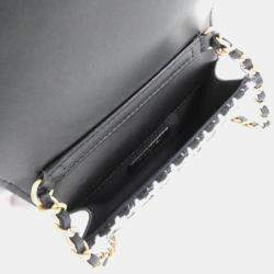 Chanel Black/White Tweed Chain Clutch Bag