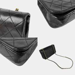 Pre Owned Chanel Black Lambskin Full Flap Shoulder Bag