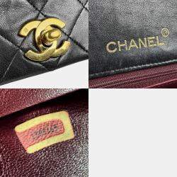 Pre Owned Chanel Black Lambskin Full Flap Shoulder Bag