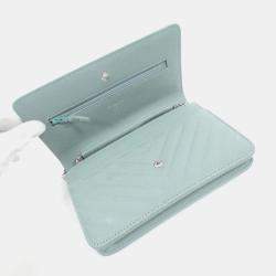 Chanel Blue Caviar Leather Classic Chain Wallet