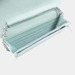 Chanel Blue Caviar Leather Classic Chain Wallet
