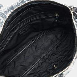 Chanel Black, Gray, White Nylon Tweed Chain Shoulder Bag