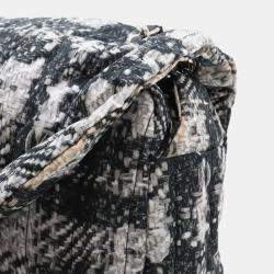 Chanel Black, Gray, White Nylon Tweed Chain Shoulder Bag