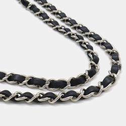 Chanel Black, Gray, White Nylon Tweed Chain Shoulder Bag
