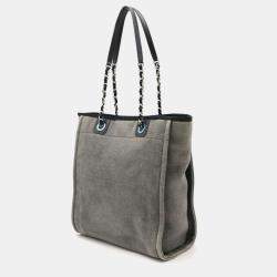 Chanel Black, Gray Canvas Deauville Tote Bag