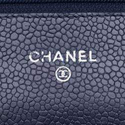 Chanel Navy Blue Caviar Leather Wallet on Chain