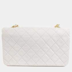 Chanel White Lambskin Turnlock Shoulder Bag