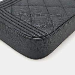 Chanel Black Caviar Leather Boy Clutch Bag 