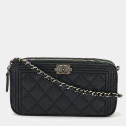 Chanel Black Caviar Leather Boy Clutch Bag 