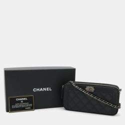 Chanel Black Caviar Leather Boy Clutch Bag 