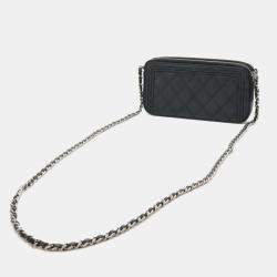 Chanel Black Caviar Leather Boy Clutch Bag 