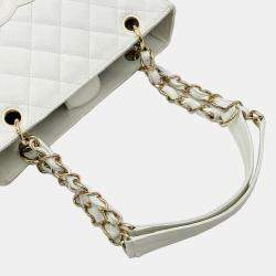 Chanel White Caviar Skin Petite GST Chain Tote Bag