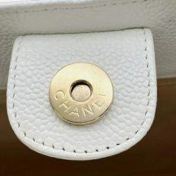Chanel White Caviar Skin Petite GST Chain Tote Bag