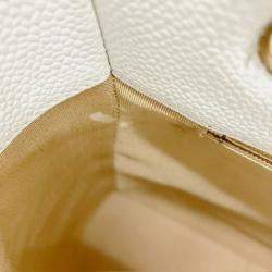 Chanel White Caviar Skin Petite GST Chain Tote Bag