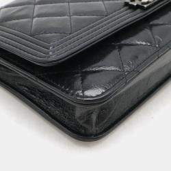 Chanel Black Leather Boy Wallet On Chain 