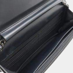 Chanel Black Leather Boy Wallet On Chain 