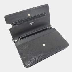 Chanel Black Leather Timeless CC Wallet On Chain 
