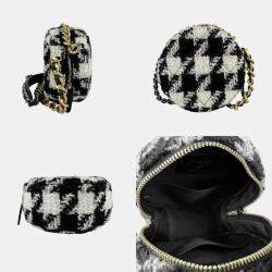 Pre Owned Chanel Black Off-White Tweed Shoulder Bag